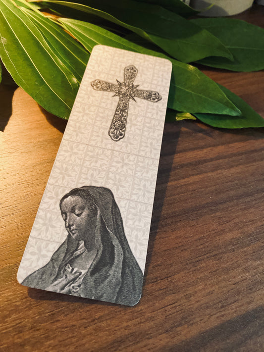 Sacred Cross & Virgin Mary Bookmark