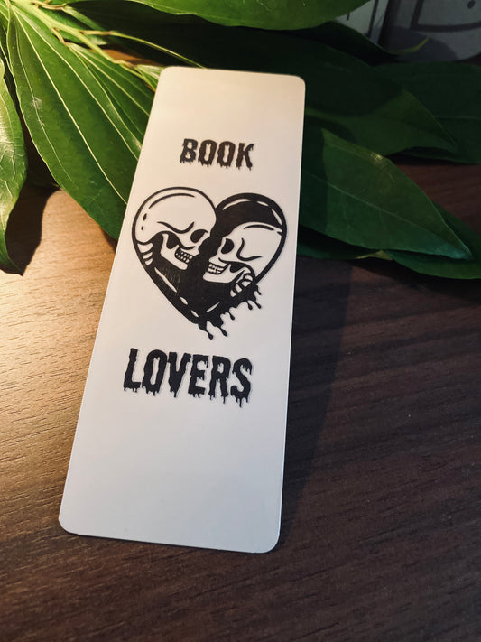 Gothic “Book Lovers” Skull Heart Bookmark