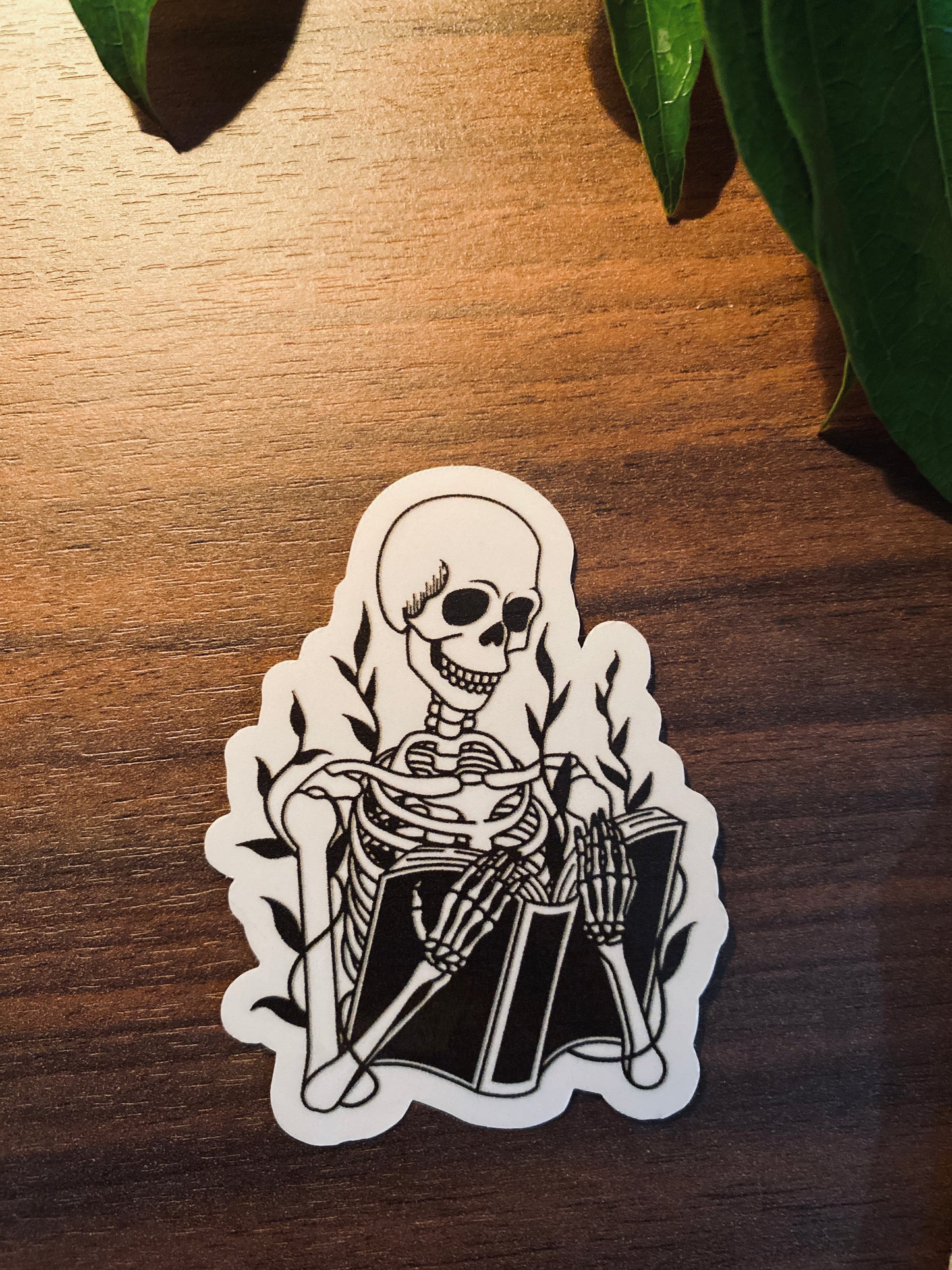 Reading Skeleton Sticker