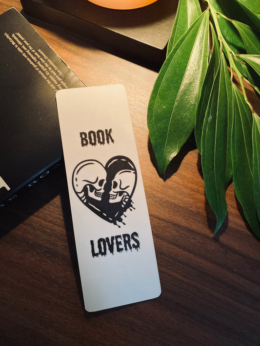 Gothic “Book Lovers” Skull Heart Bookmark